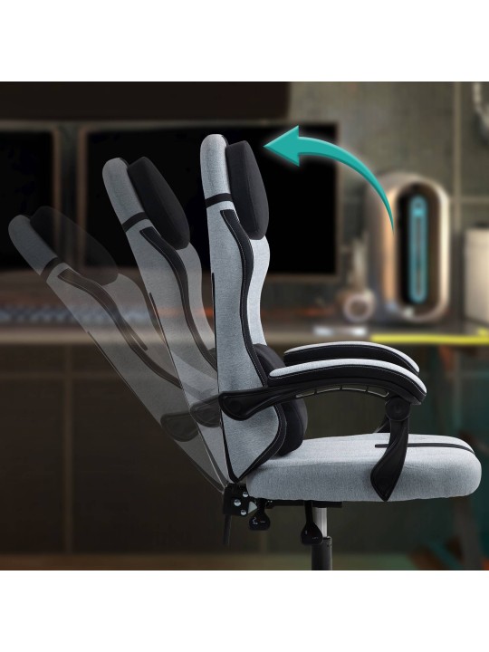 Työtuoli Miltona kangasta, harmaa/musta