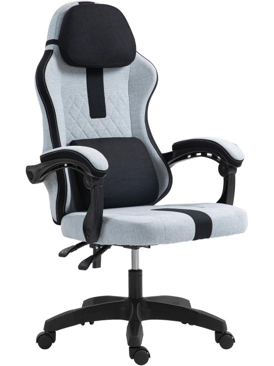 Työtuoli Miltona kangasta, harmaa/musta