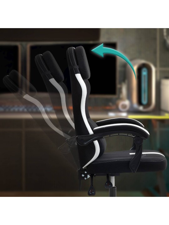 Työtuoli Miltona kangasta, musta/valkoinen