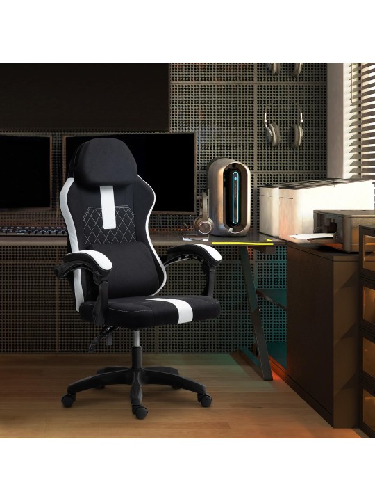 Työtuoli Miltona kangasta, musta/valkoinen