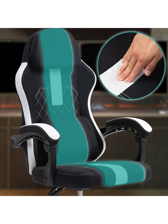 Työtuoli Miltona kangasta, musta/valkoinen