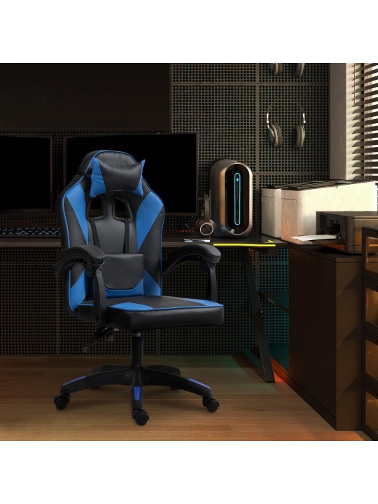 Työtuoli Orkney keinonahkaa, musta/sininen