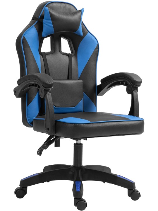 Työtuoli Orkney keinonahkaa, musta/sininen