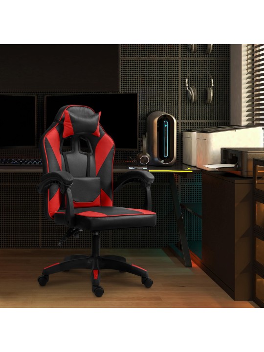 Työtuoli Orkney keinonahkaa, musta/punainen