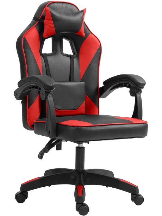 Työtuoli Orkney keinonahkaa, musta/punainen