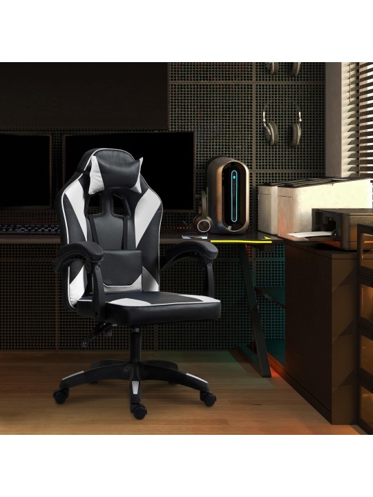 Työtuoli Orkney keinonahkaa, musta/valkoinen