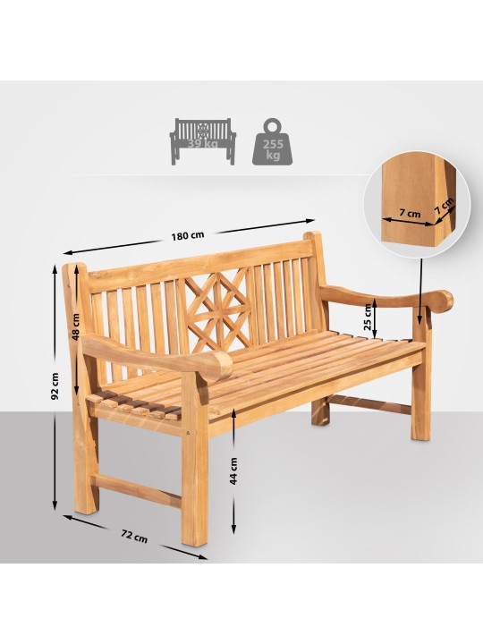 Tiikkipenkki Florida 180 cm, tiikki