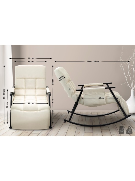 Keinutuoli Cathy kangasta, kermanvärinen