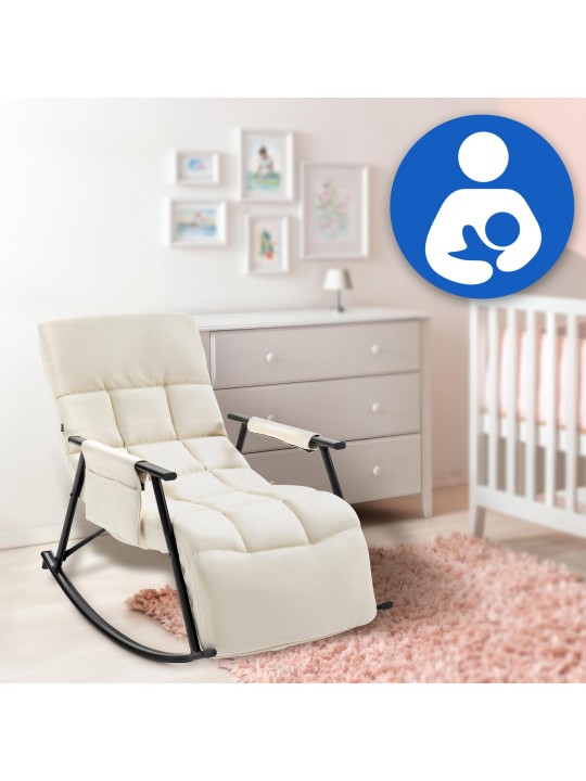 Keinutuoli Cathy kangasta, kermanvärinen