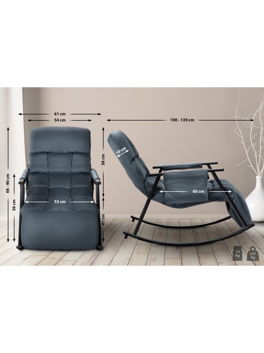 Keinutuoli Cathy velvet, tummanharmaa