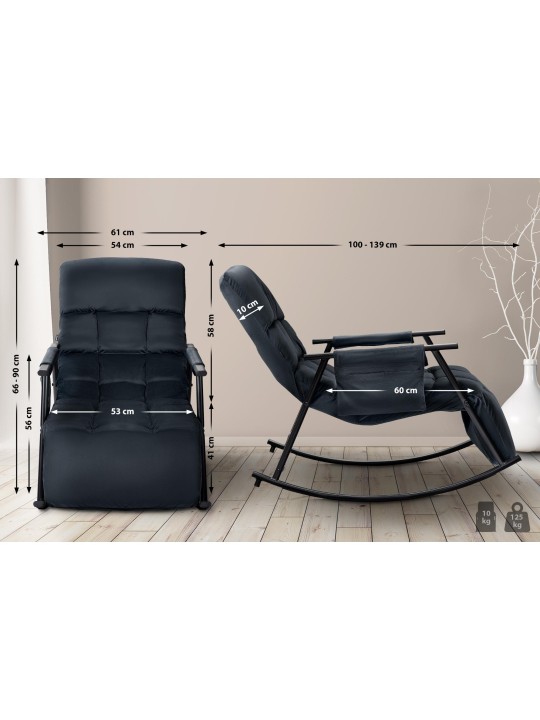 Keinutuoli Cathy velvet, musta