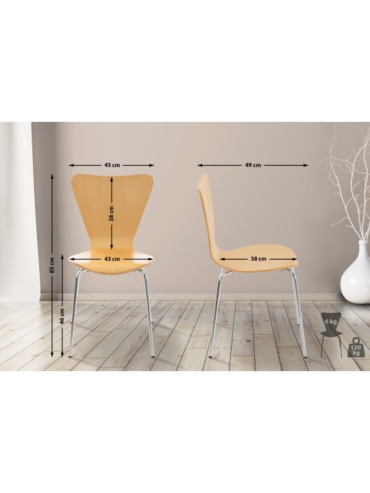 4 kpl Calisto vierailijatuolia, luonnonvärinen