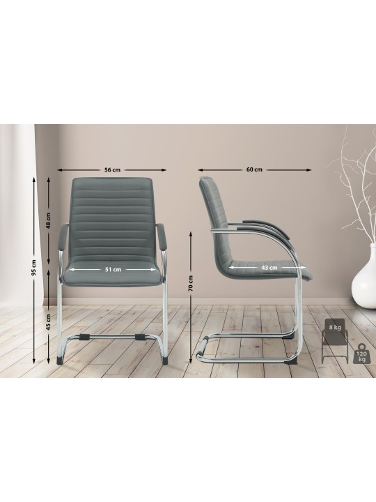 Tira keinonahkainen vierailijatuoli, harmaa