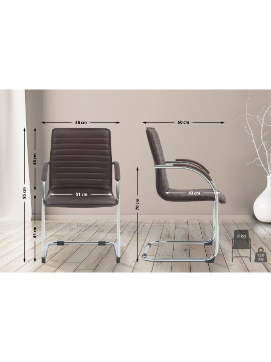 Tira keinonahkainen vierailijatuoli, ruskea