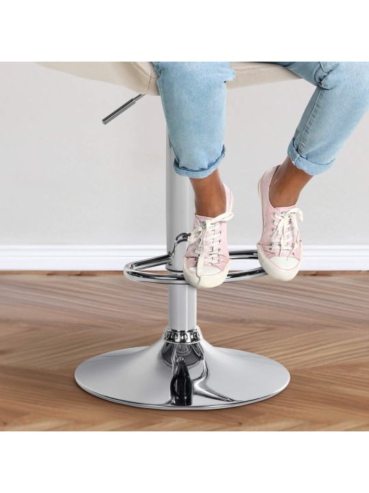 2 baarijakkaran sarja Braga samettikromi, kermanvärinen 2 baarijakkaran sarja Braga samettikromi, kermanvärinen