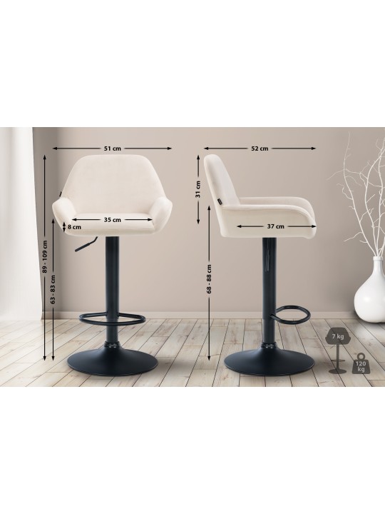 2 baarijakkaran sarja Braga velvet, kermanvärinen