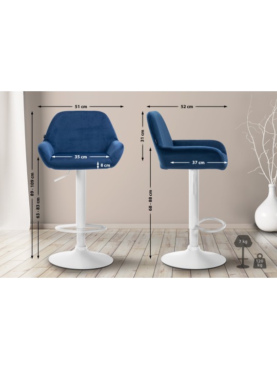 2 baarijakkaran sarja Braga velvet, sininen 2 baarijakkaran sarja Braga velvet, sininen