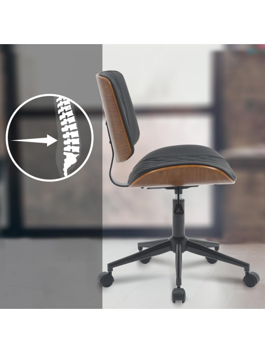 Työtuoli Plover keinonahkaa, pähkinä/musta