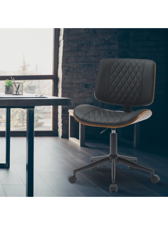 Työtuoli Plover keinonahkaa, pähkinä/musta