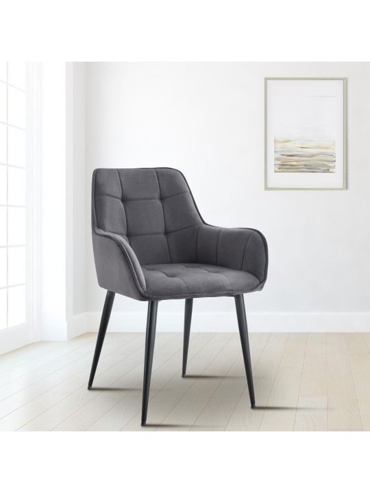 Ferndale samettinen ruokapöydän tuoli, tummanharmaa