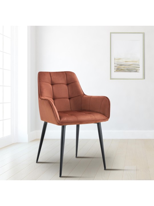 Ferndale samettinen ruokapöydän tuoli, ruskea