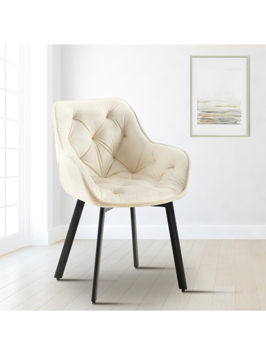 Antigo sametti ruokatuoli, kermanvärinen