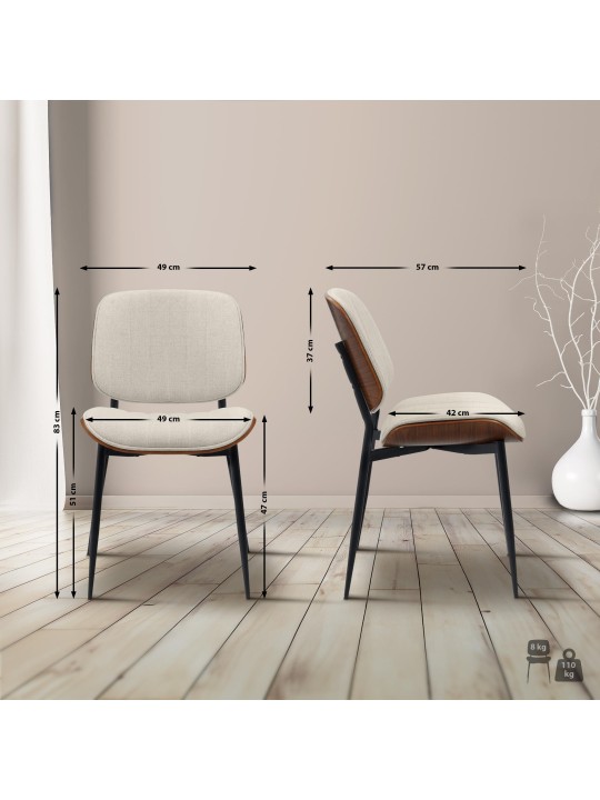 Vierailijatuoli Tiffin kangasta, pähkinä/kermanvärinen