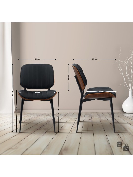 Vierailutuoli Tiffin keinonahkaa, pähkinä/musta