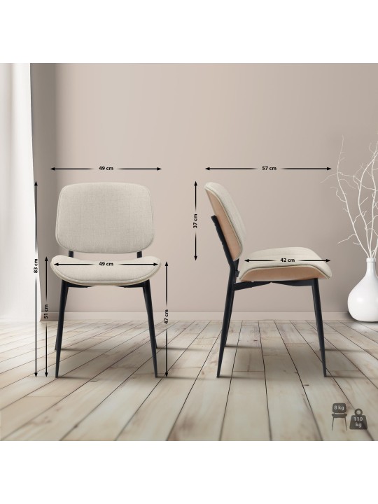 Vierailijatuoli Tiffin kangasta, luonnonvärinen/kermanvärinen