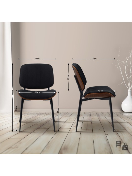 Vierailijatuoli Tiffin kangasta, pähkinä/musta