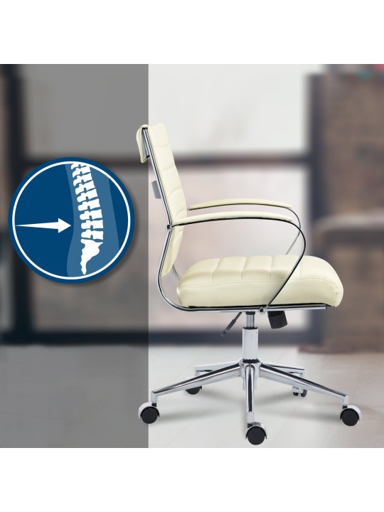 Oakland keinonahkainen työtuoli, kermanvärinen