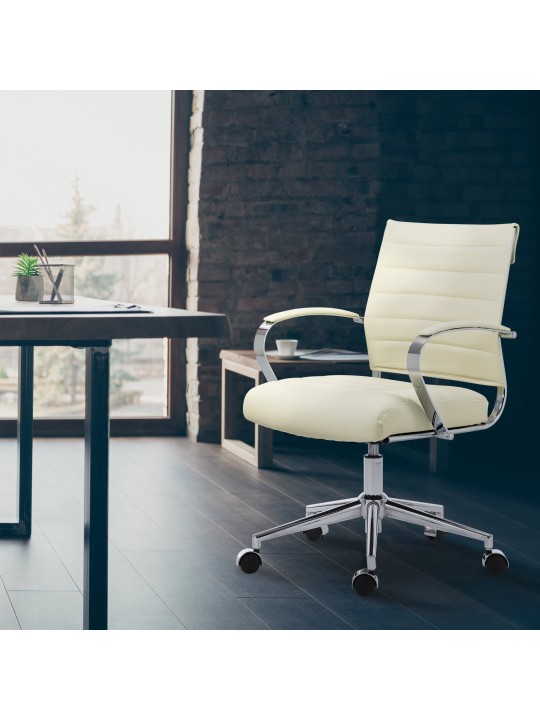 Oakland keinonahkainen työtuoli, kermanvärinen