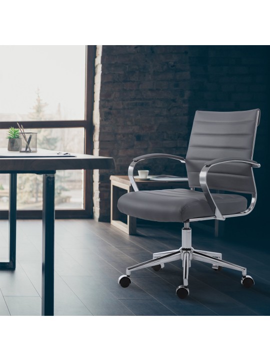 Oakland keinonahkainen työtuoli, harmaa