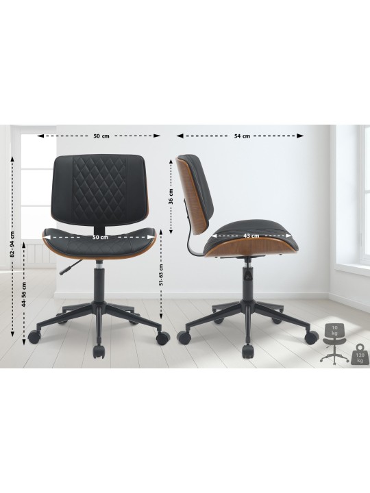 Työtuoli Plover keinonahkaa, pähkinä/musta