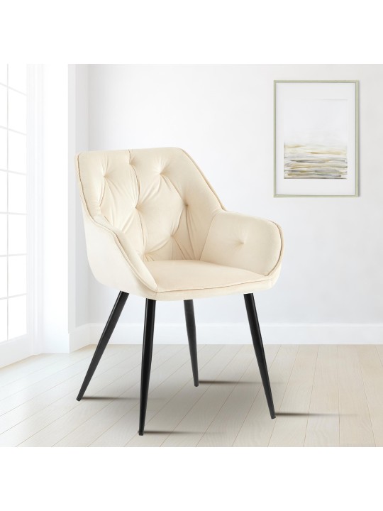 Cassis samettivierastuoli, kermanvärinen