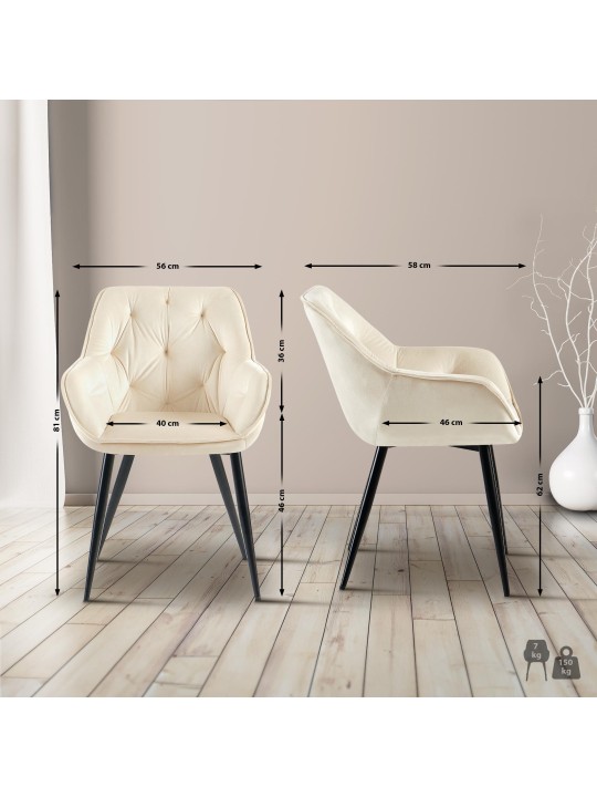 Cassis samettivierastuoli, kermanvärinen