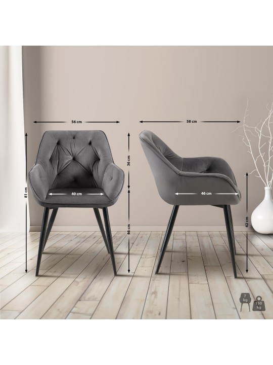 Cassis samettivierastuoli, tummanharmaa