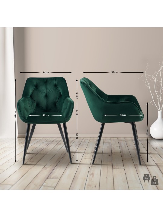 Cassis samettivierastuoli, vihreä