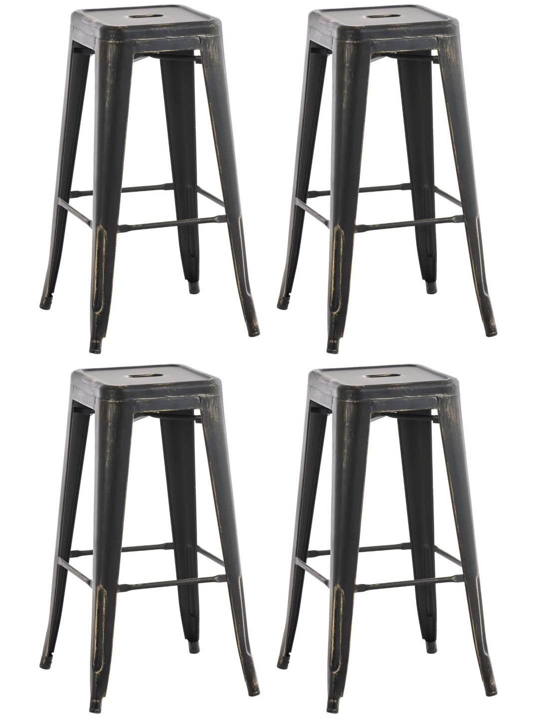 Antiikkiset Joshua-baarijakkarat, 4 kpl, musta-kulta