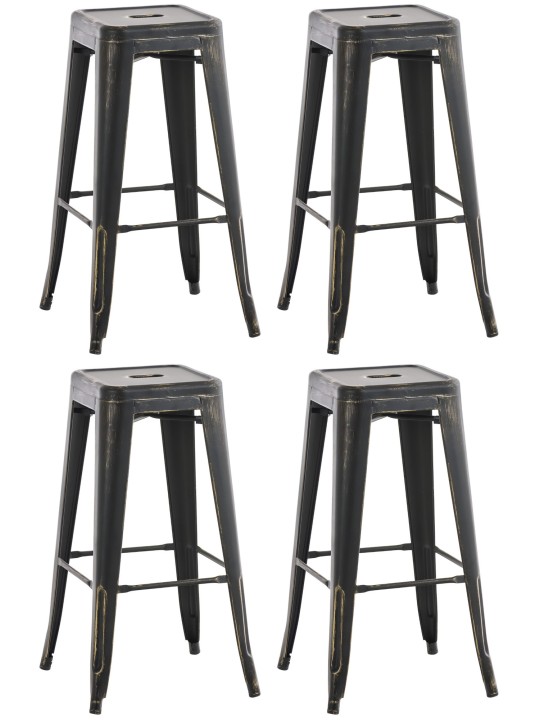 Antiikkiset Joshua-baarijakkarat, 4 kpl, musta-kulta