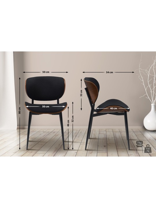 Vierailutuoli Enid kangasta, pähkinä/musta