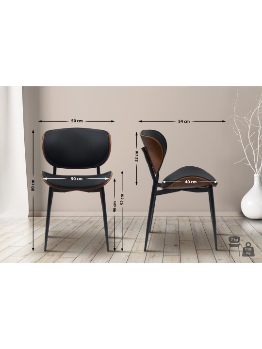 Vierailutuoli Enid keinonahkaa, pähkinä/musta