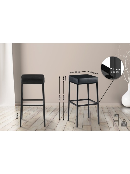 2 baarituolisarja Montreal 80 keinonahkaa, musta