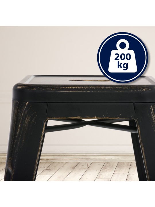 Antiikkinen Armin jakkara, musta-kulta