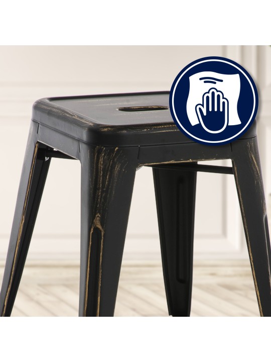 Antiikkinen Armin jakkara, musta-kulta