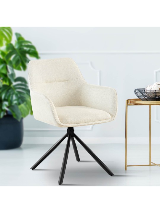 Tuoli Tipton kangasta, kermanvärinen