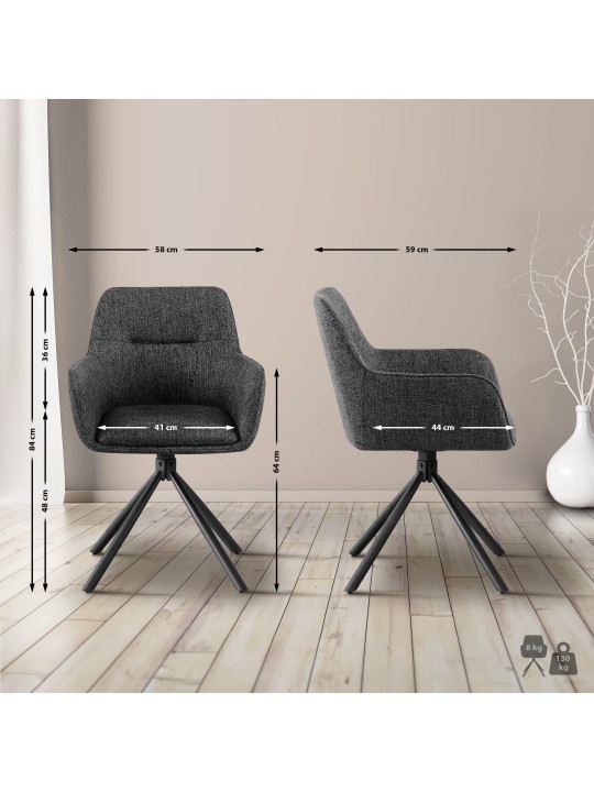 Tuoli Tipton kangasta, tummanharmaa