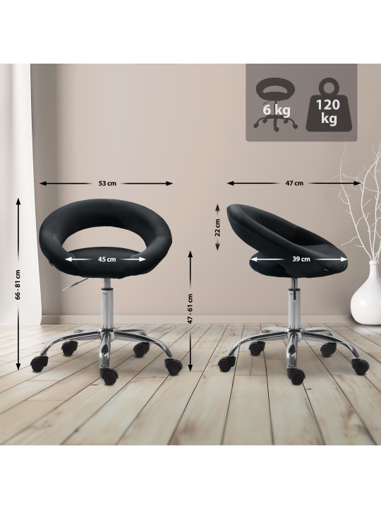 Olinda samettinen työjakkara, musta