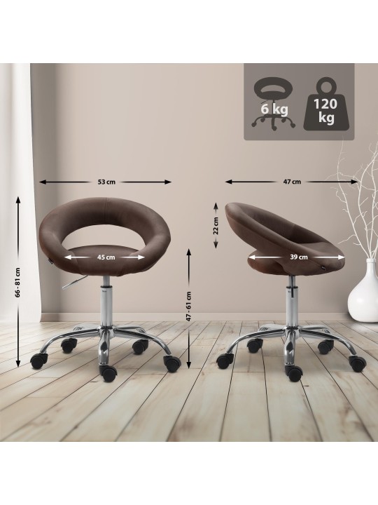 Olinda samettinen työjakkara, ruskea