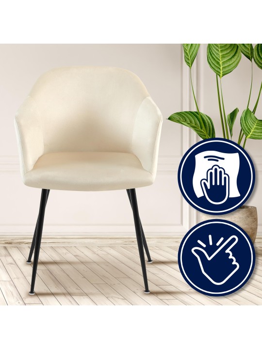 Jaysie samettinen ruokatuoli, kermanvärinen